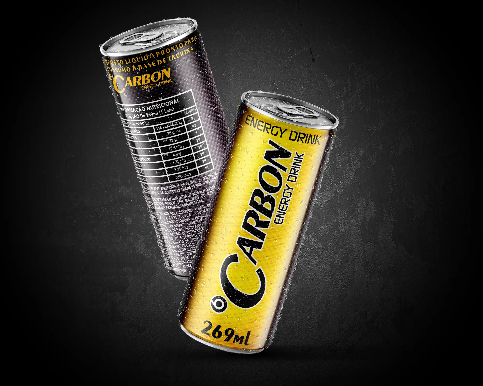 Design de lata do energético esportivo Carbon Energy Drink