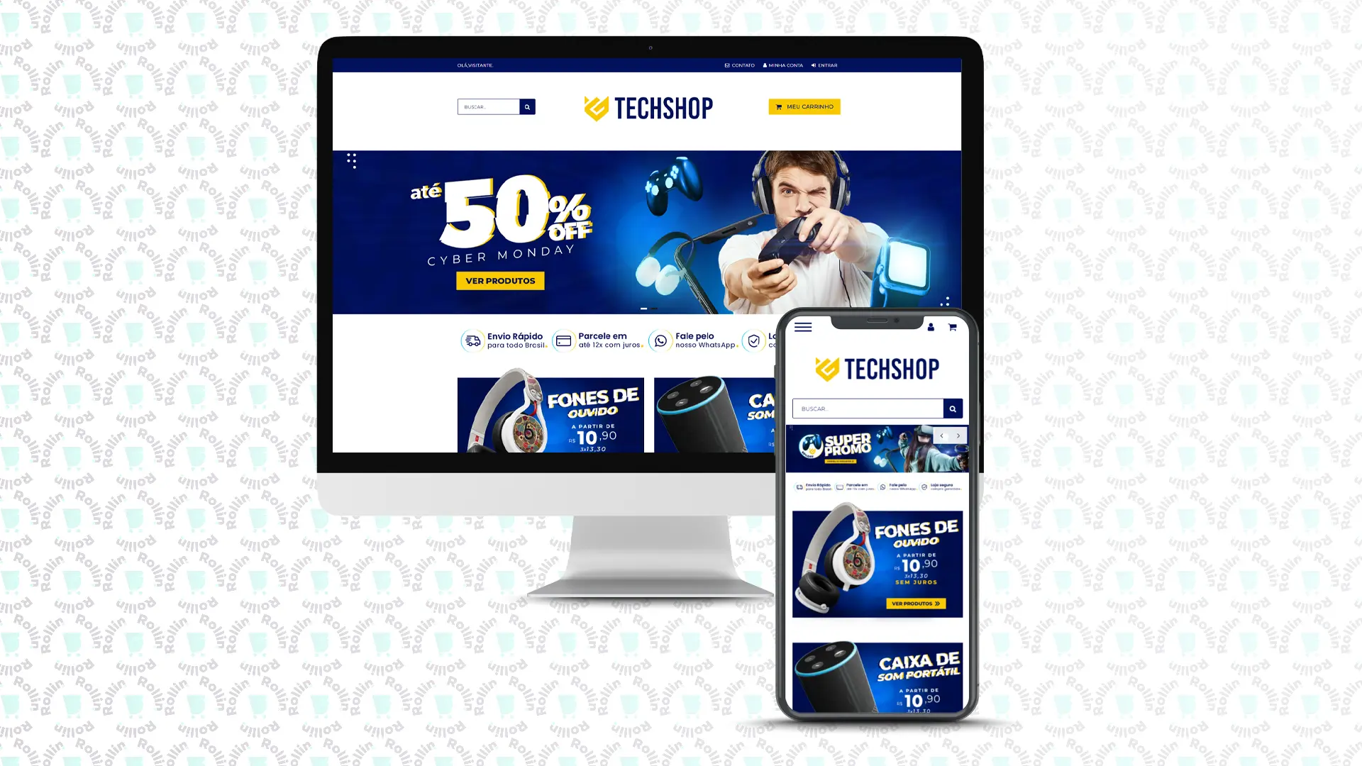 Prévia do tema Tech Shop para lojas Iluria de eletrônicos e tecnologia