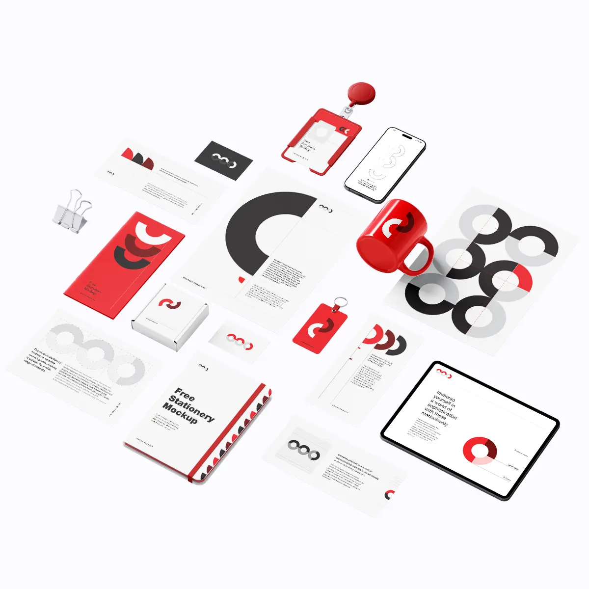 Kit de identidade visual com papelaria, cartões, caneca e aplicações do logotipo de uma marca