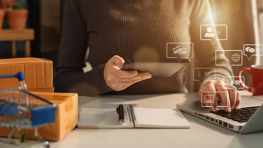 Dashboard de crescimento de e-commerce com métricas de tráfego, conversão e receita